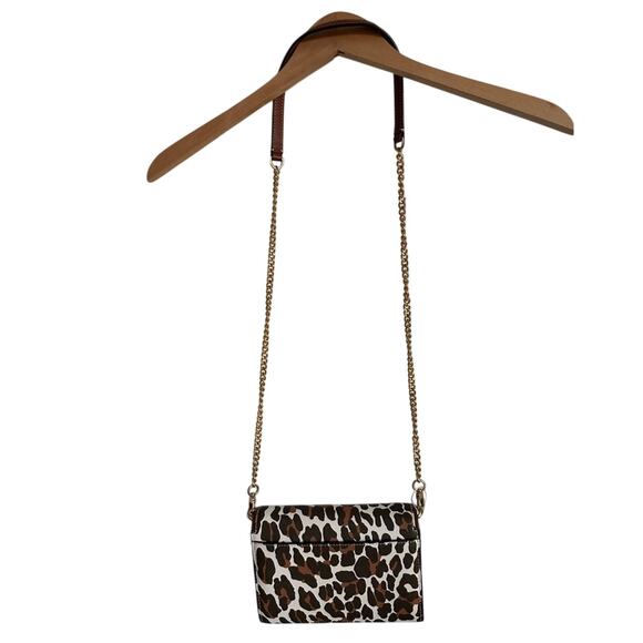 Tory Burch Emerson Printed Chain Wallet in Beige Reva Leopard NWT - Picture 8 of 14